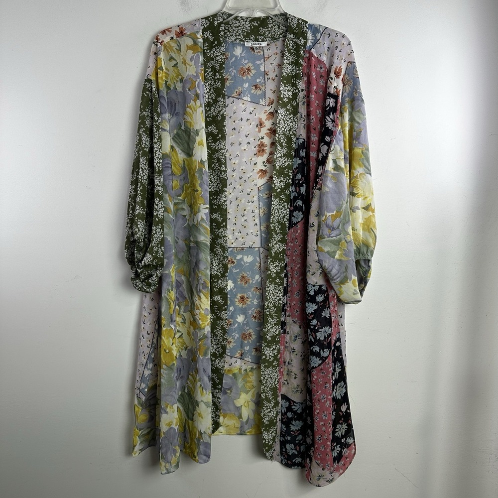 Jodifl Duster Womens M Cardigan Duster Patchwork Chiffon Boho Floral Open Front